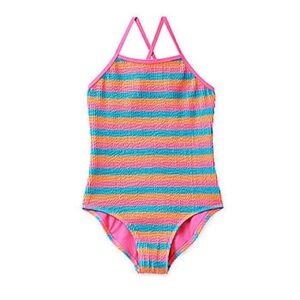 Thereabouts Striped Ruched Textured Girls One Piece Swimsuit NWT XXS 4/5